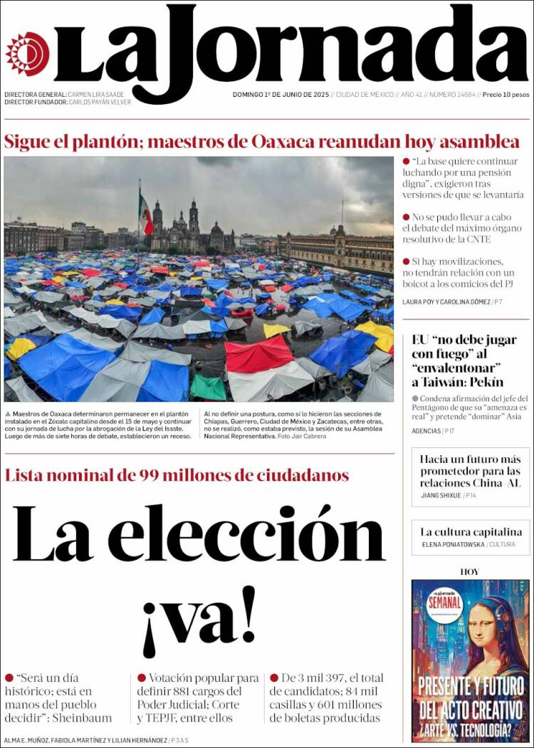 Portada de La Jornada (México)