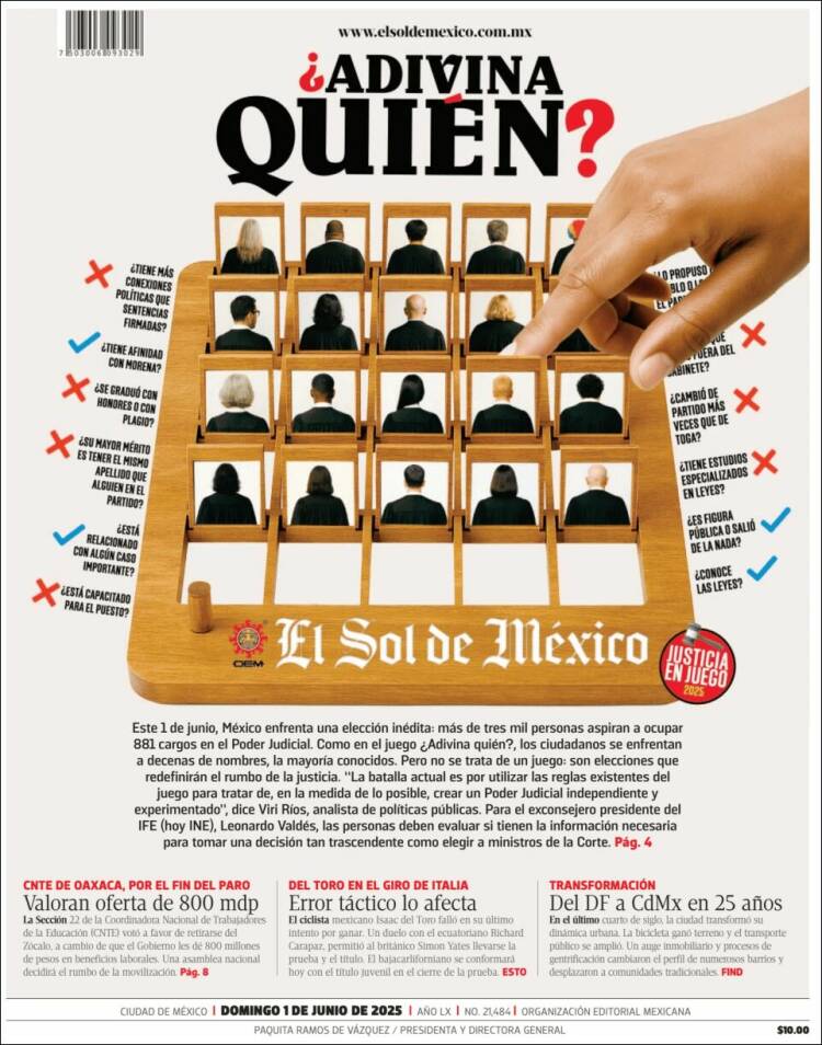 Portada de El Sol de México (México)