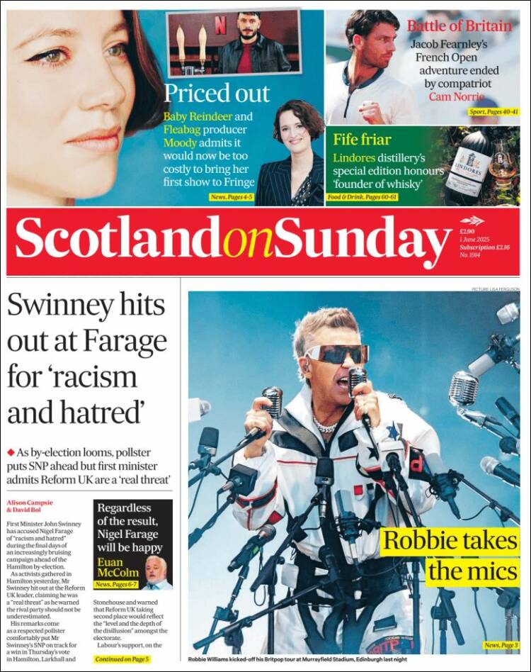 Portada de The Scotsman (Reino Unido)