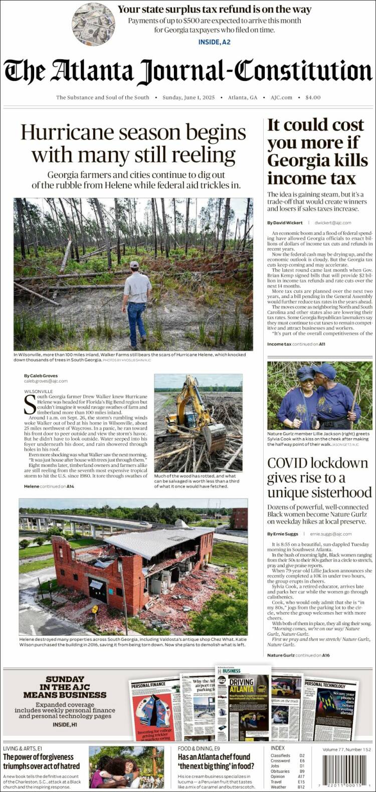 Portada de The Atlanta Journal-Constitution (USA)
