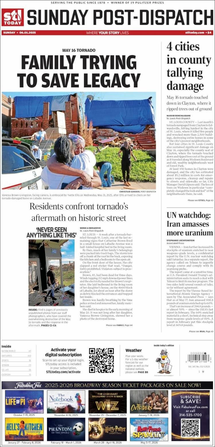 Portada de St. Louis Post-Dispatch (USA)