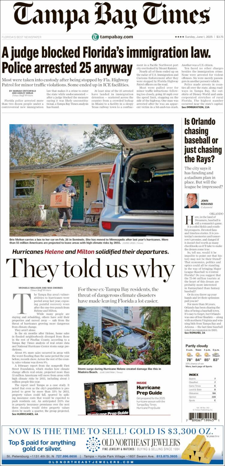 Portada de Tampa Bay Times (USA)