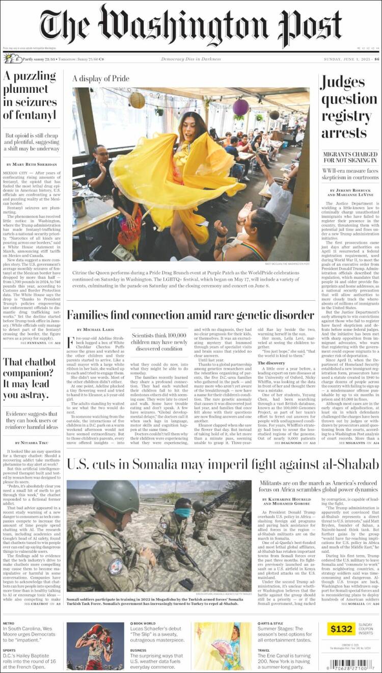 Portada de The Washington Post (USA)