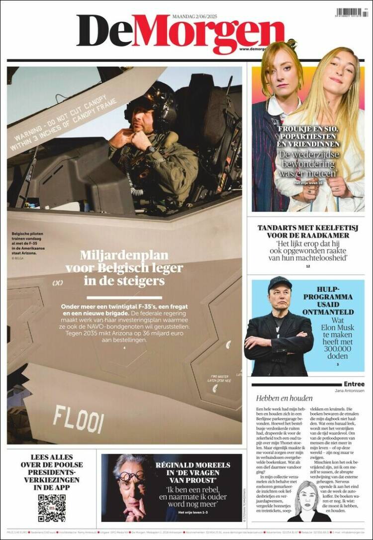 Portada de De Morgen (Belgium)