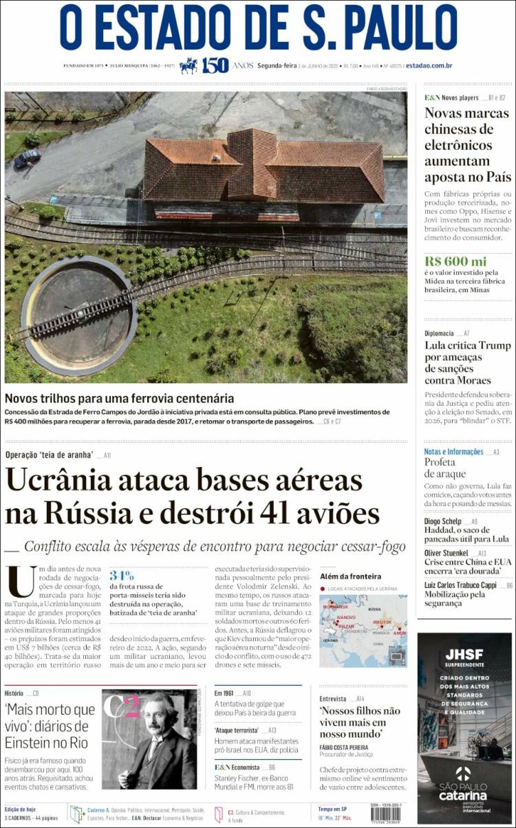 Portada de O Estado de São Paulo (Brasil)
