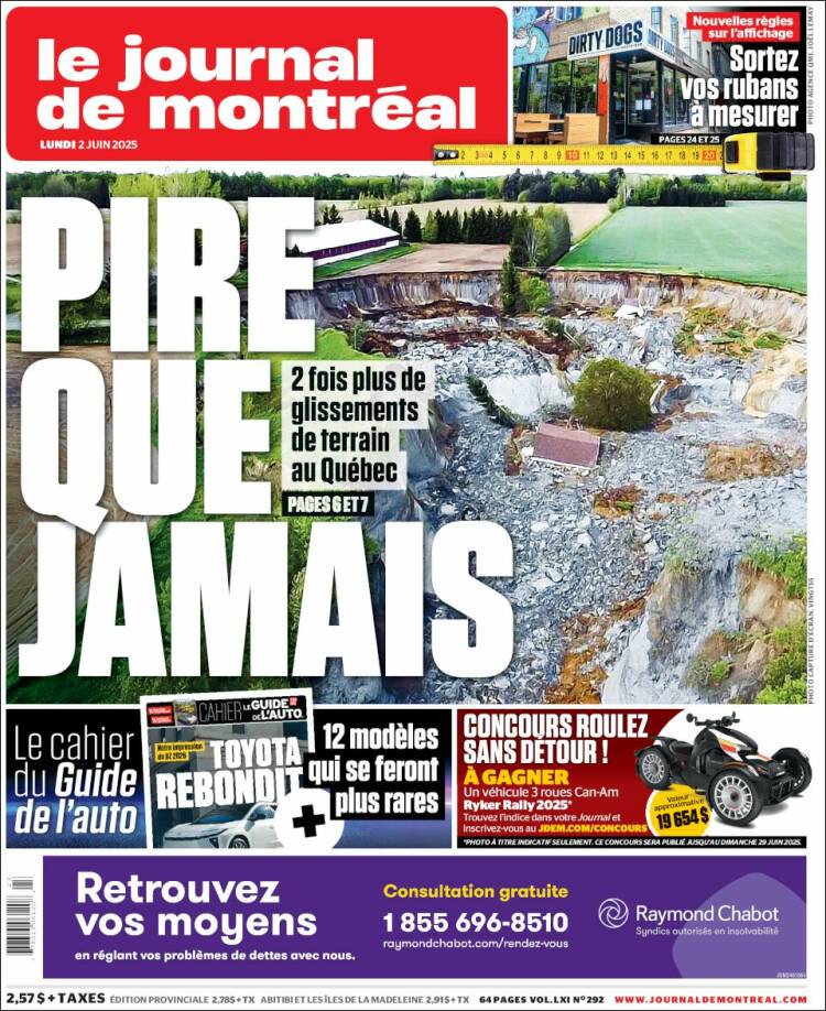 Portada de Le Journal de Montréal (Canadá)