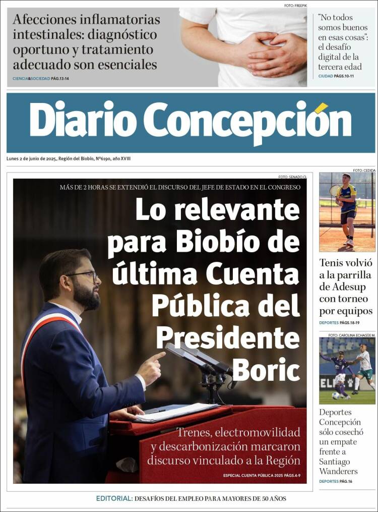 Portada de Diario de Concepción (Chile)