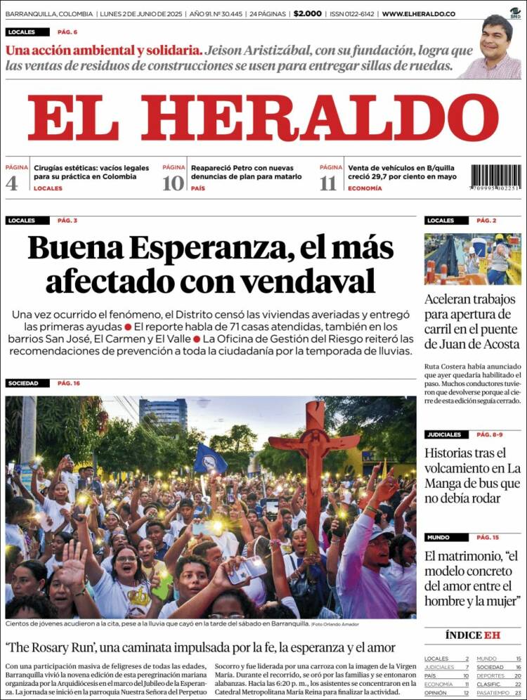 Portada de El Heraldo (Colombia)