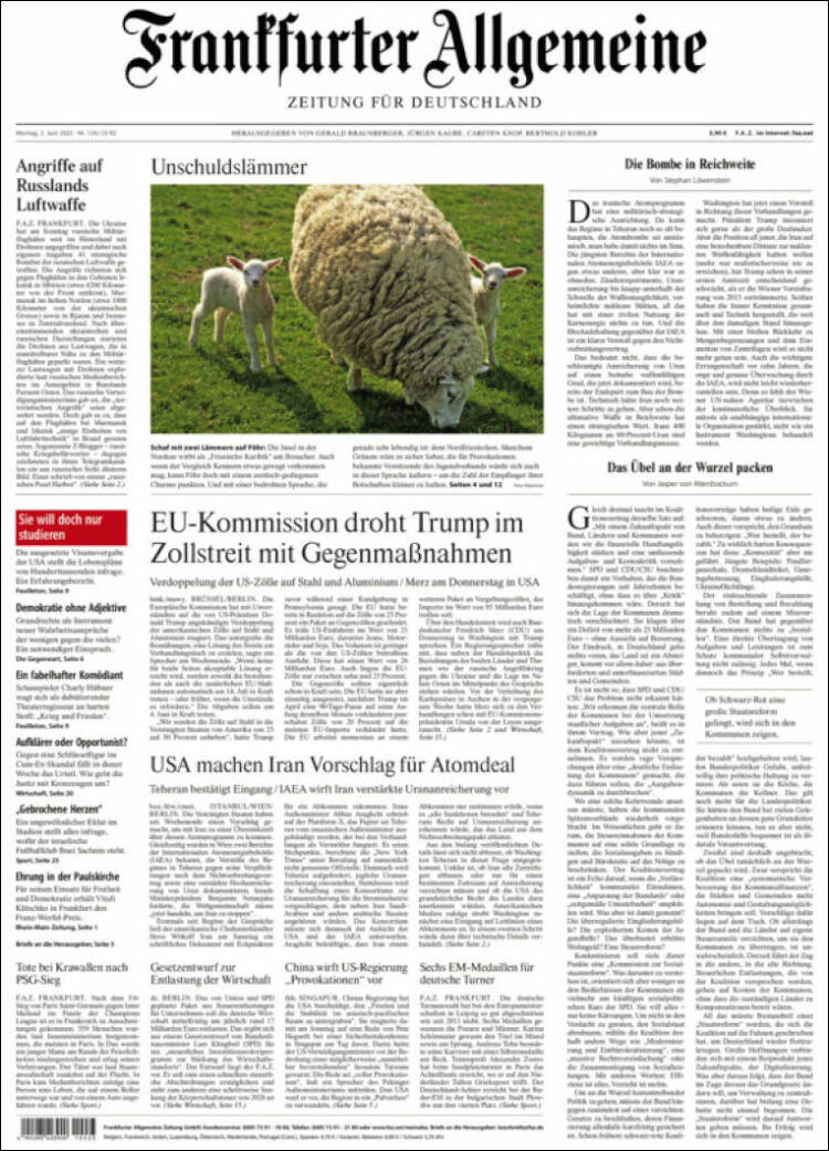 Portada de Frankfurter Allgemeine (Alemania)