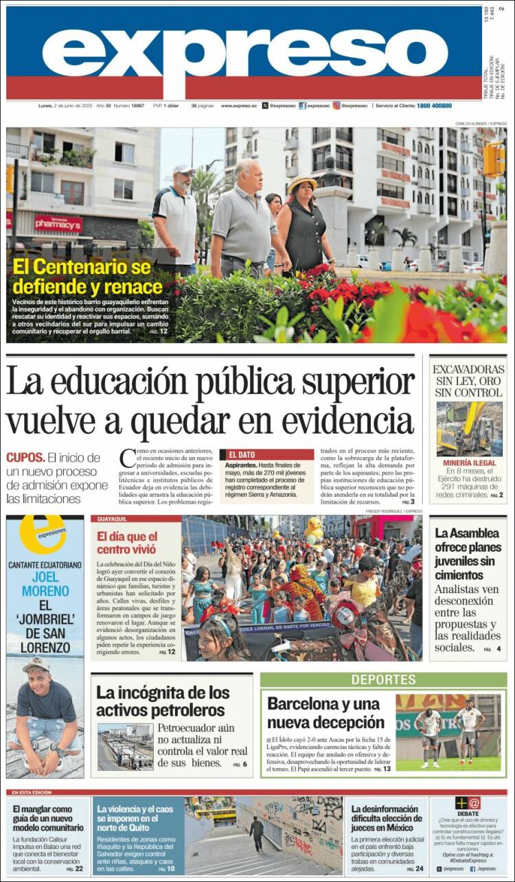 Portada de Expreso (Ecuador)