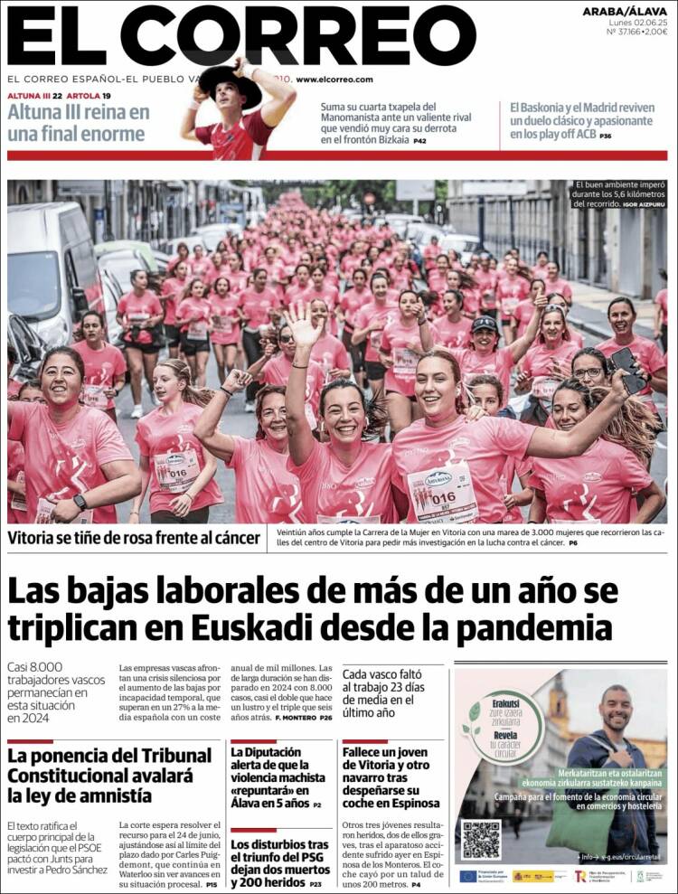 Portada de El Correo - Álava (España)