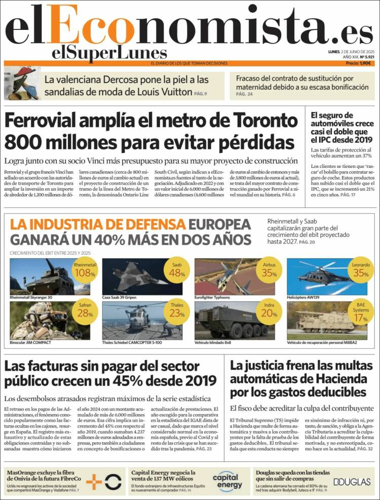 Portada de El Economista (Espagne)