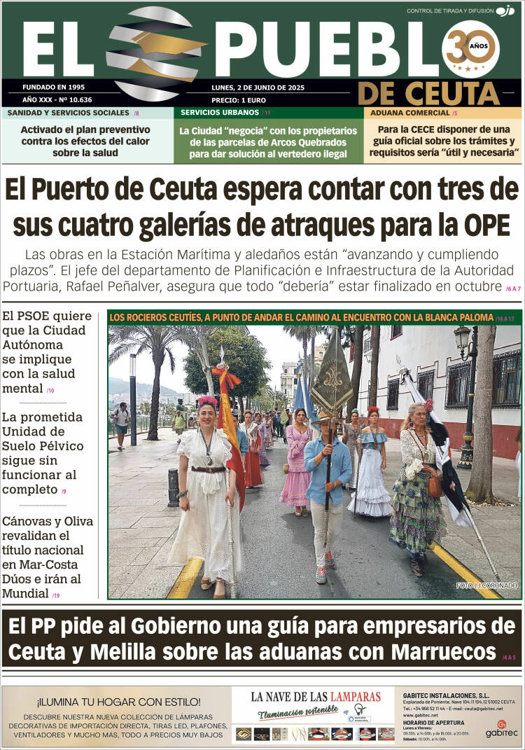 Portada de El Pueblo de Ceuta (España)