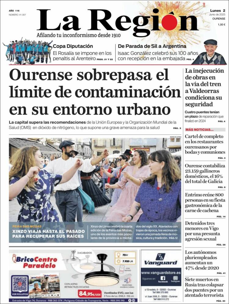 Portada de La Región de Ourense (España)