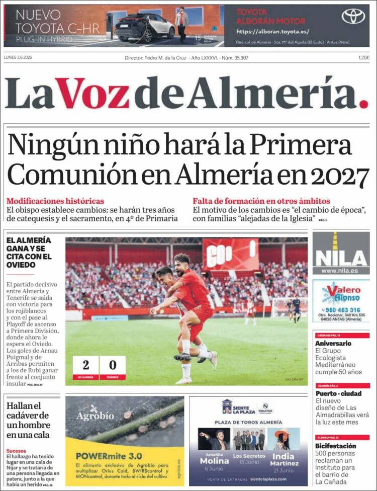 Portada de La Voz de Almería (Espagne)