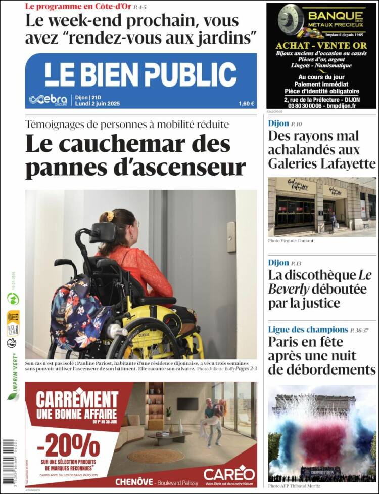 Portada de Le Bien Public (Francia)