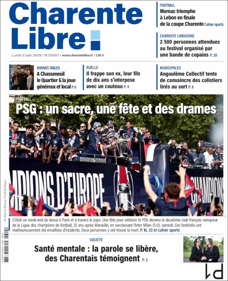 Portada de Charente Libre (France)