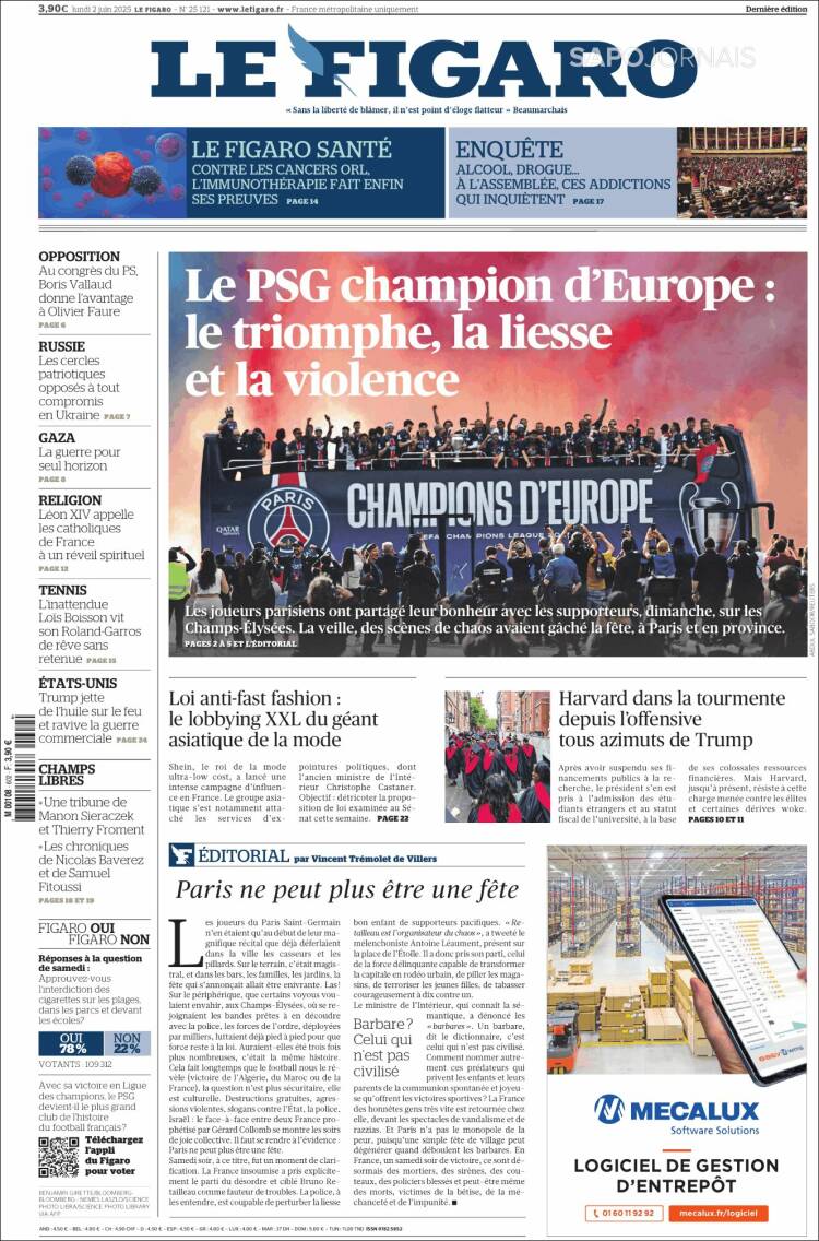 Portada de Le Figaro (Francia)