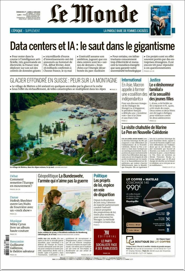 Portada de Le Monde (France)