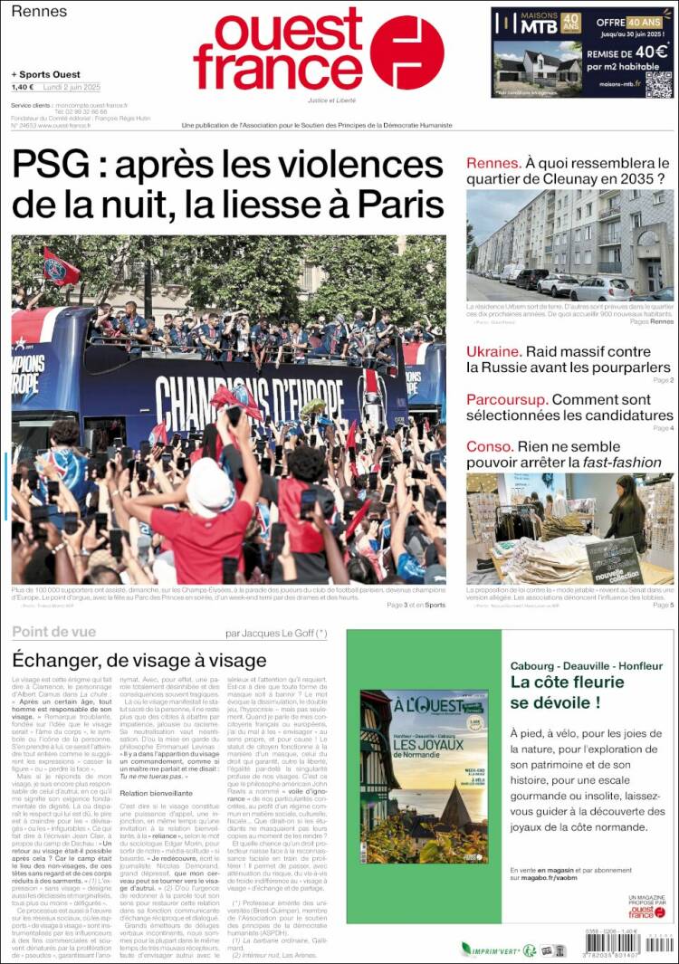 Portada de Ouest France (France)