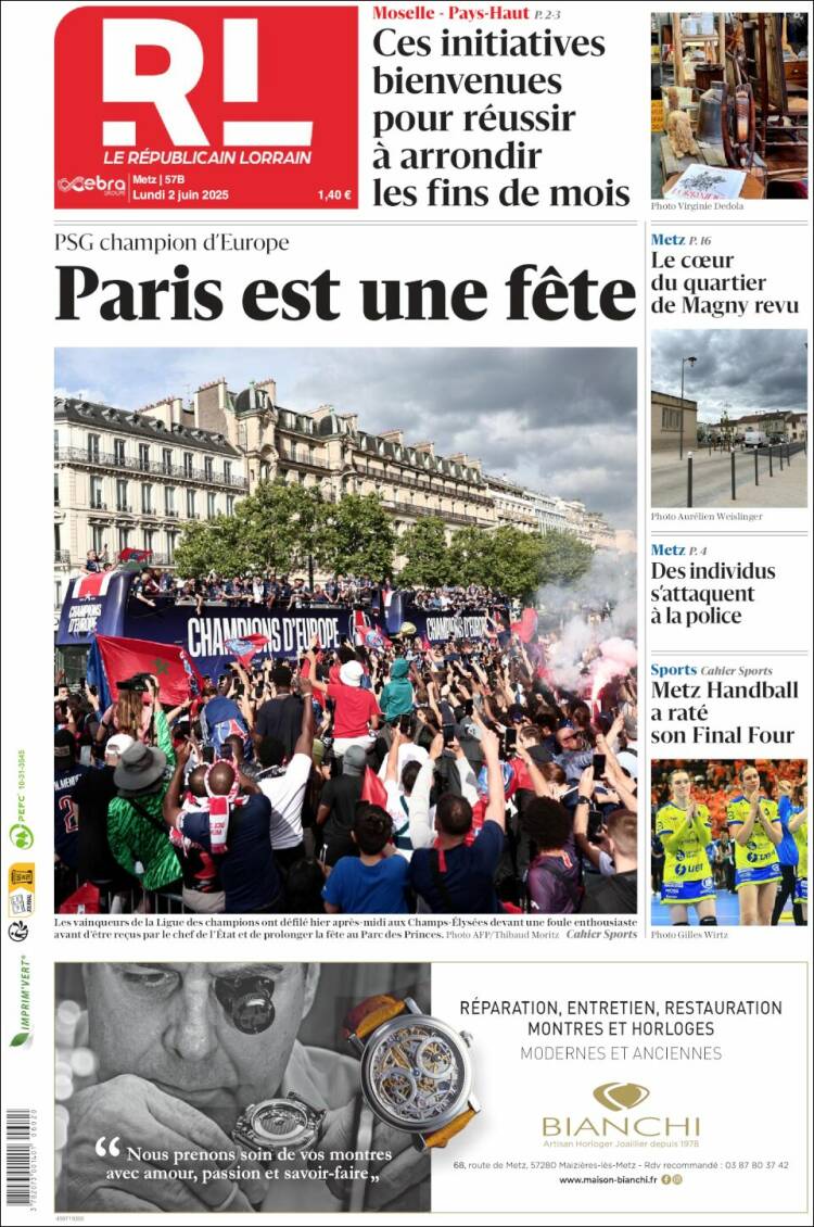 Portada de Le Republicain Lorrain (France)