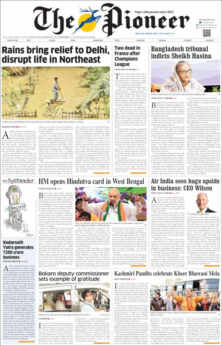 Portada de The Pioneer (India)