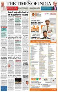 Portada de The Times of India (India)