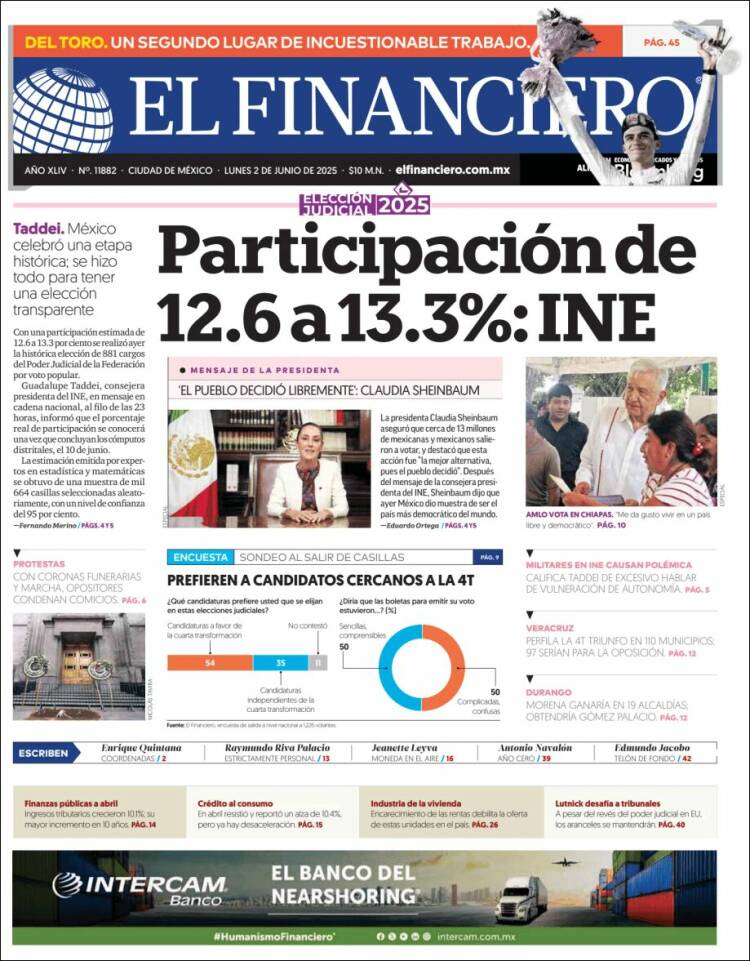 Portada de El Financiero (México)