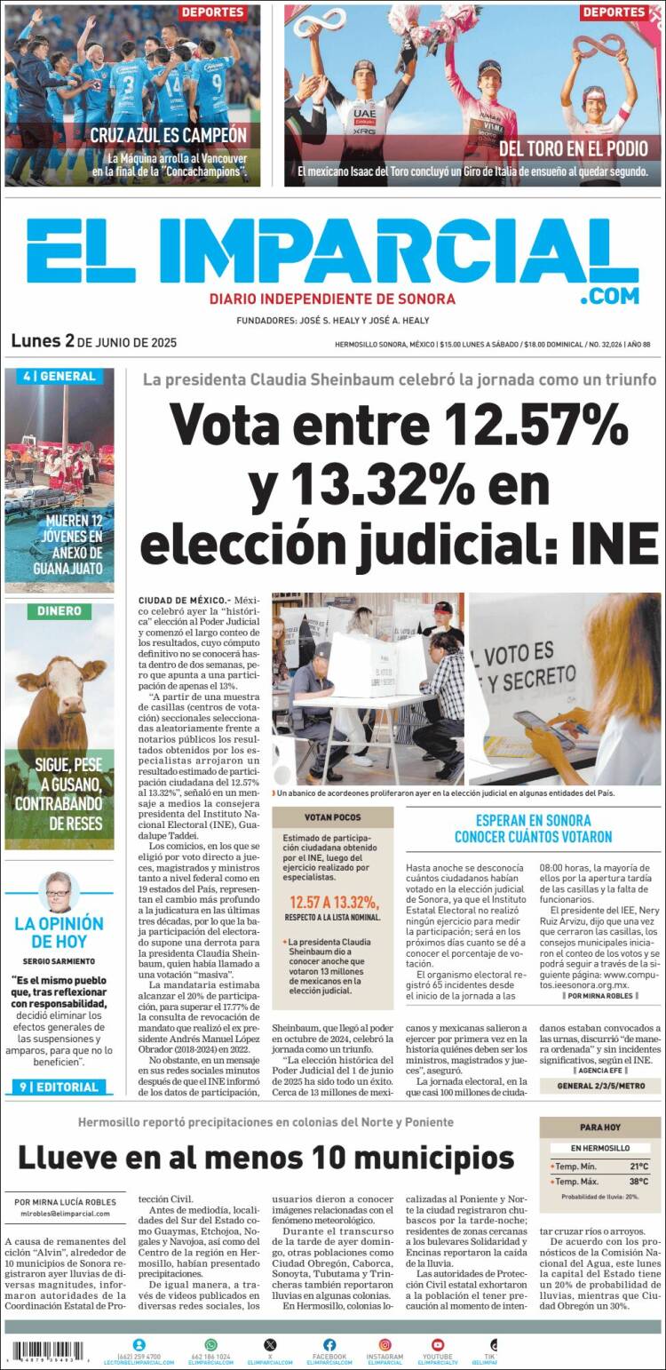 Portada de El Imparcial (Mexique)