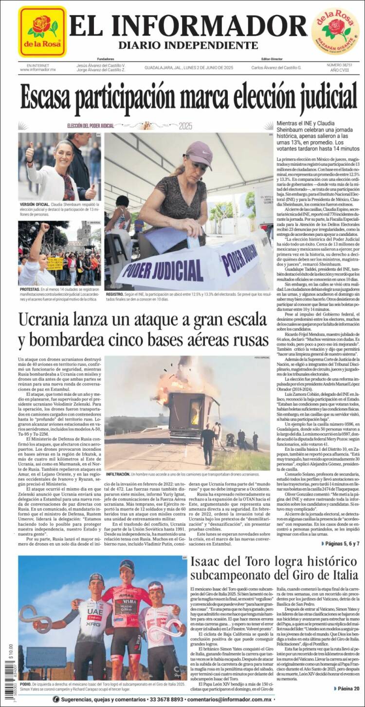 Portada de El Informador (México)