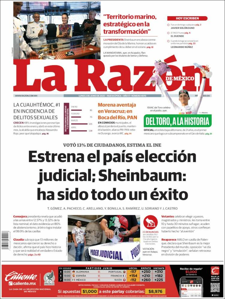 Portada de La Razón (México)