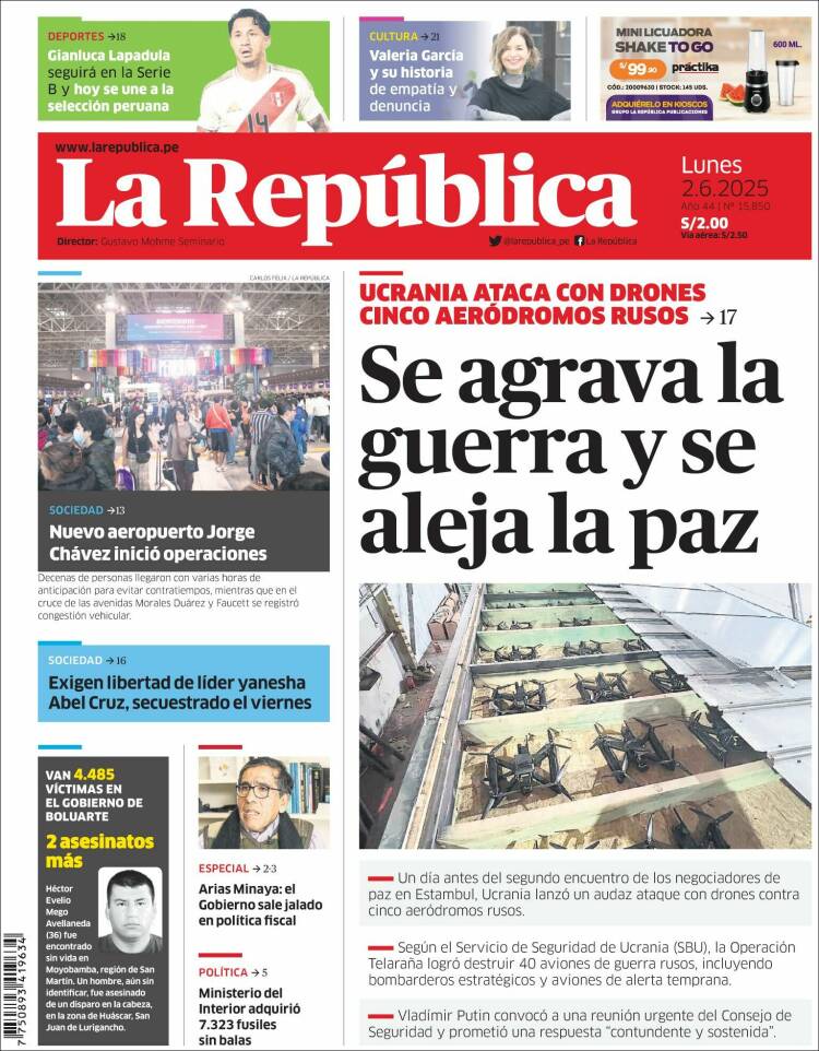 Portada de La Republica (Pérou)