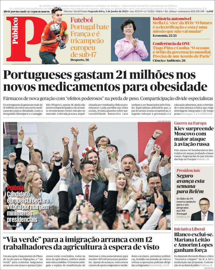 Portada de Público (Portugal)