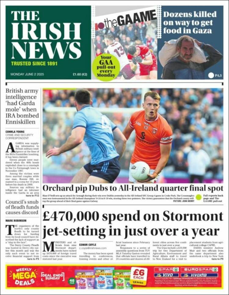 Portada de Irish News (Royaume-Uni)