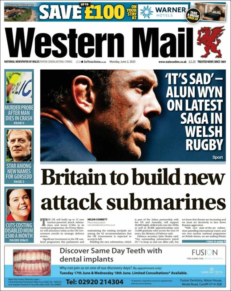 Portada de Western Mail (Royaume-Uni)