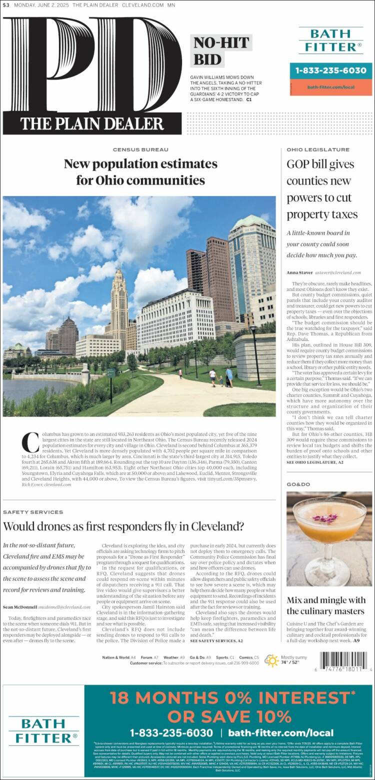 Portada de The Plain Dealer (USA)