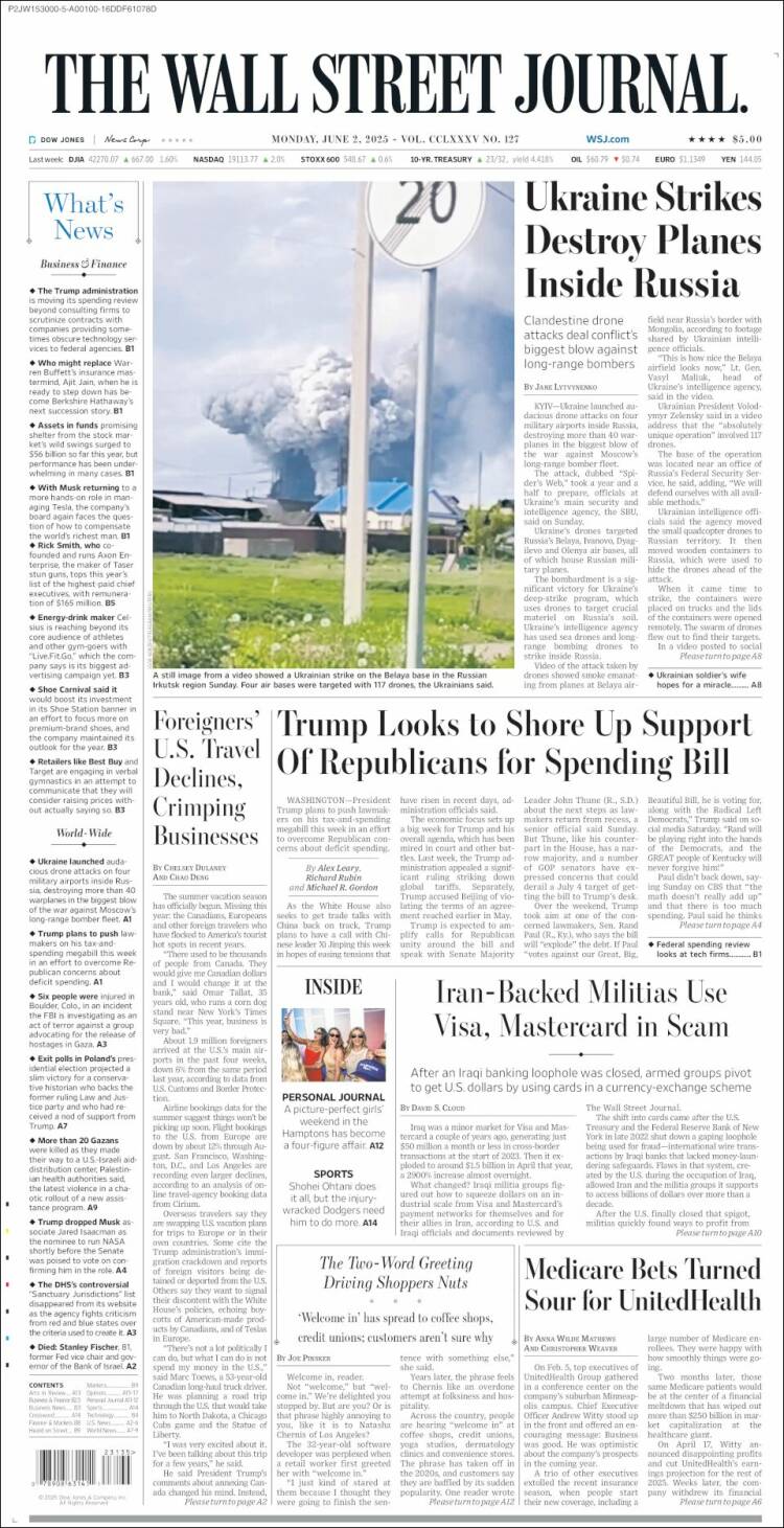 Portada de Wall Street Journal (USA)