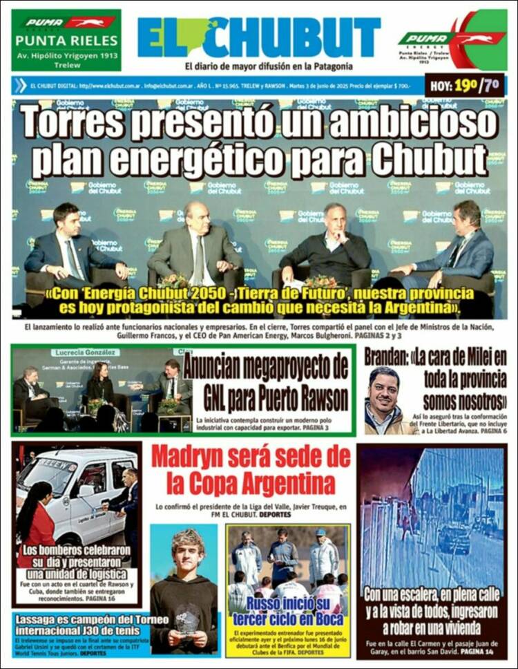 Portada de El Chubut (Argentina)