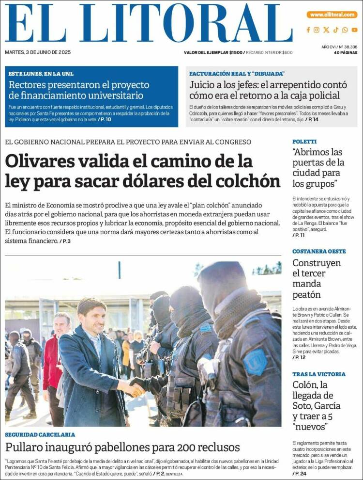 Portada de Diario El Litoral (Argentine)
