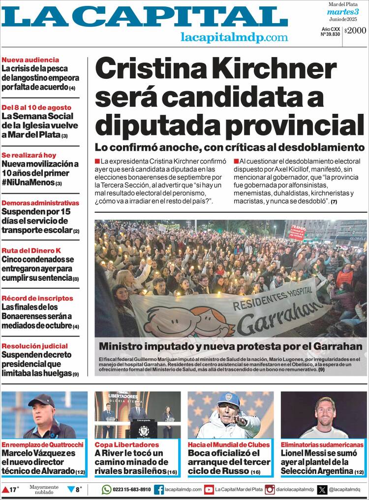 Portada de Diario La Capital - Mar del Plata (Argentine)