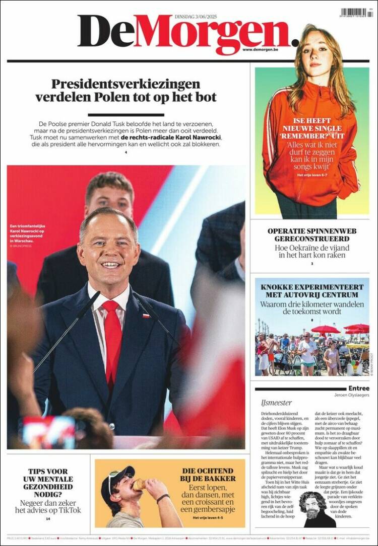 Portada de De Morgen (Belgium)
