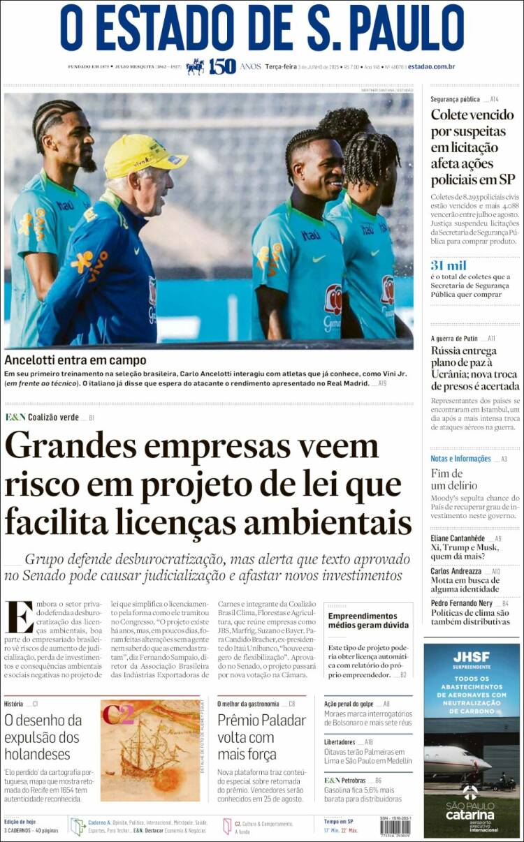 Portada de O Estado de São Paulo (Brasil)