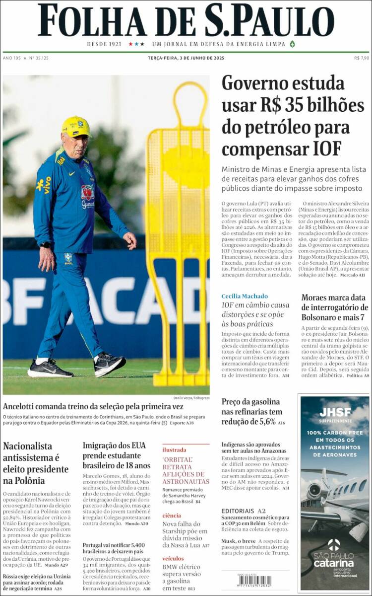 Portada de Folha de São Paulo (Brasil)