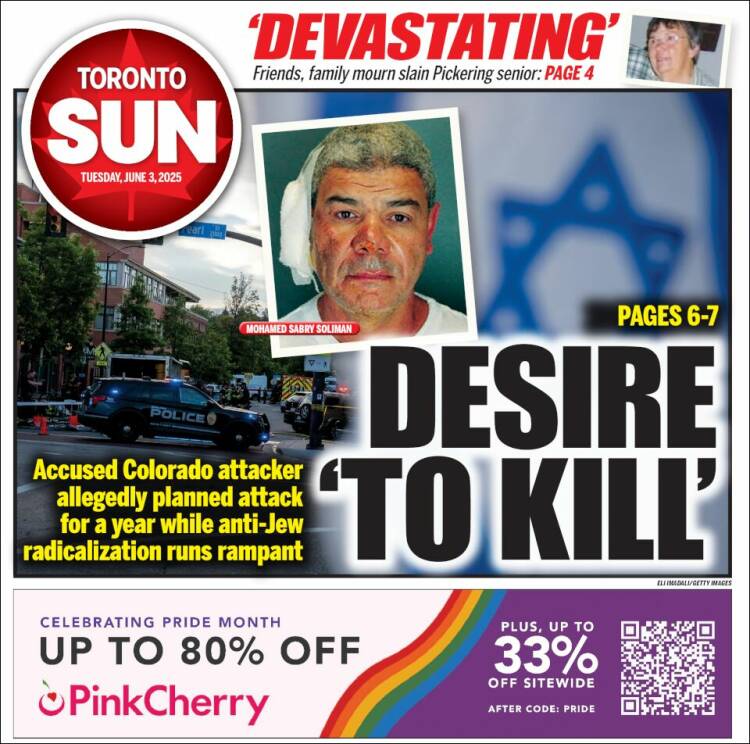 Portada de The Toronto Sun (Canadá)