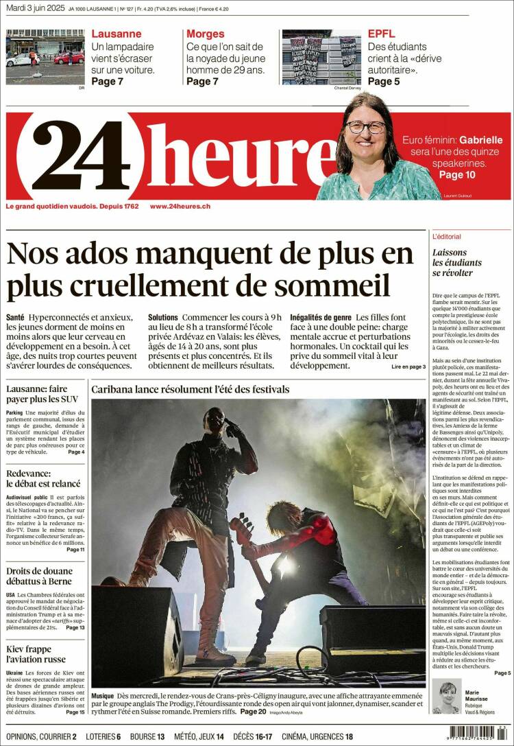 Portada de 24 Heures (Switzerland)
