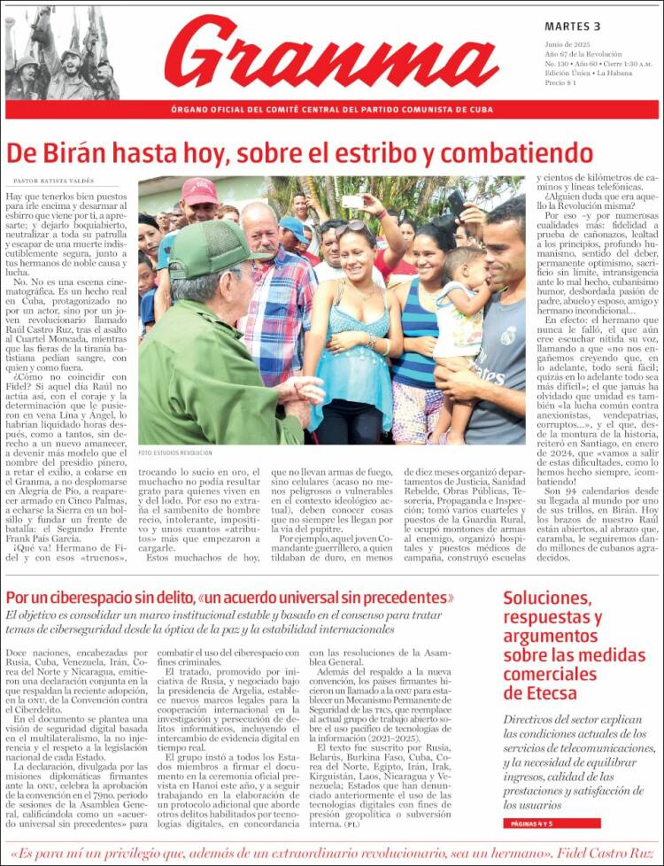 Portada de Granma (Cuba)