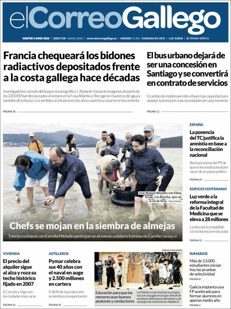 Portada de El Correo Gallego (España)