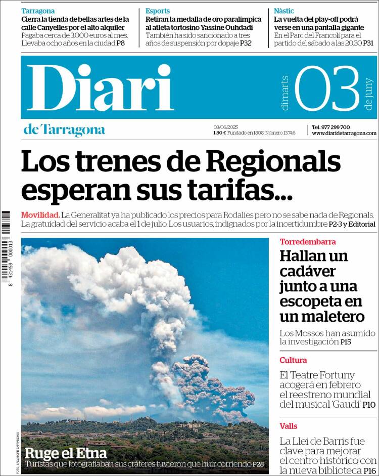 Portada de Diari de Tarragona (España)