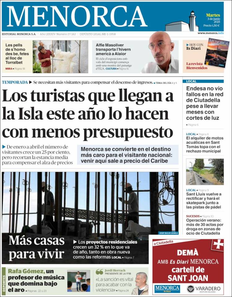 Portada de Menorca - Diario Insular (Espagne)