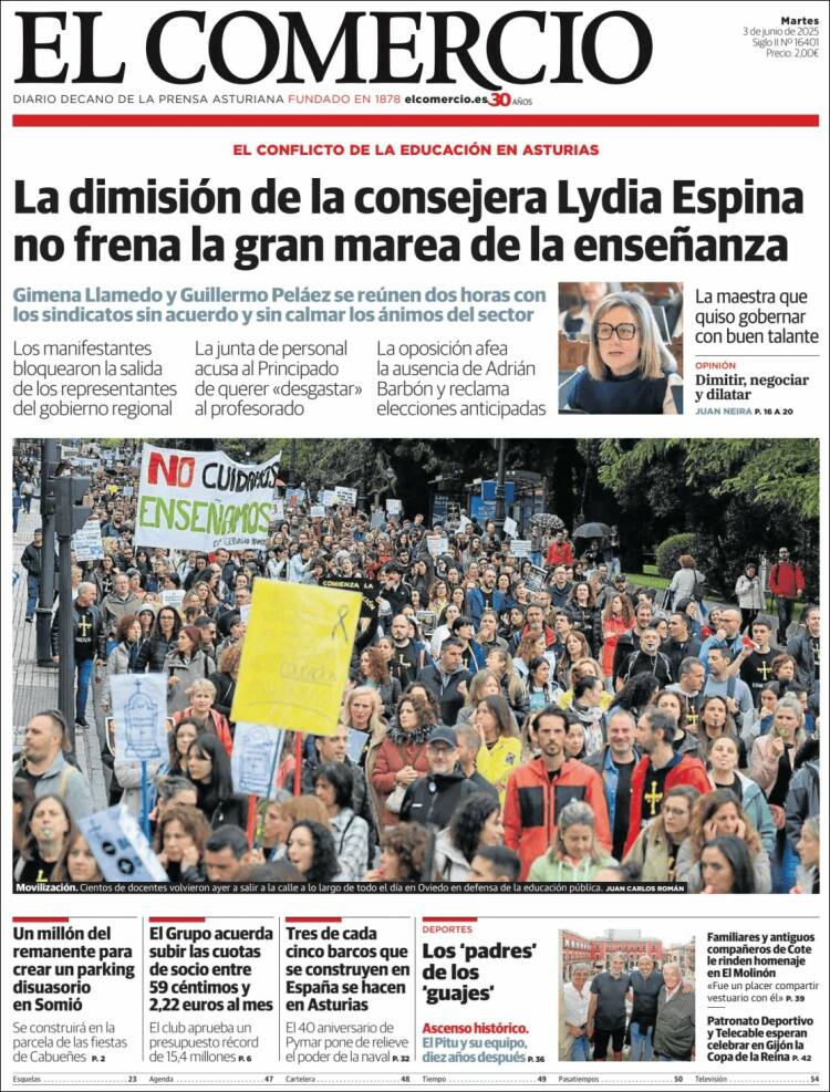 Portada de El Comercio - Gijón (España)